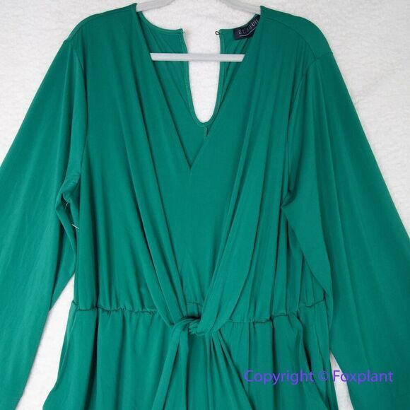 New! Eloquii Tie Front Knit‎ Jumpsuit green, plus size 20 - Picture 8 of 16